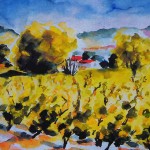 Paysage provencal en aquarelle